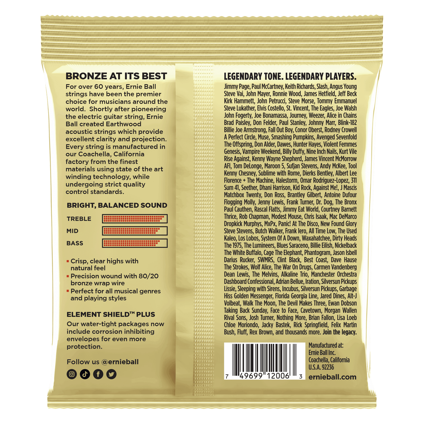 Ernie Ball Earthwood 80/20 Bronze Extra Light 10-50 Acoustic Guitar Strings