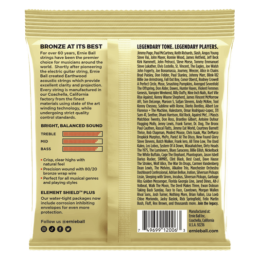 Ernie Ball Earthwood 80/20 Bronze Extra Light 10-50 Acoustic Guitar Strings