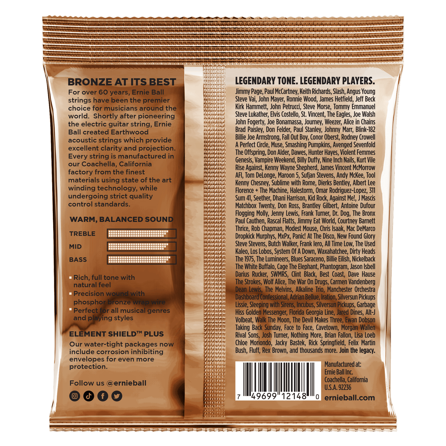 Ernie Ball Earthwood Phosphor Bronze Light 11-52 Acoustic Guitar Strings