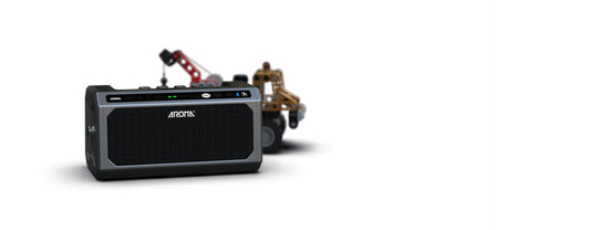 Aroma TG-08B portable bass amplifier, angled view