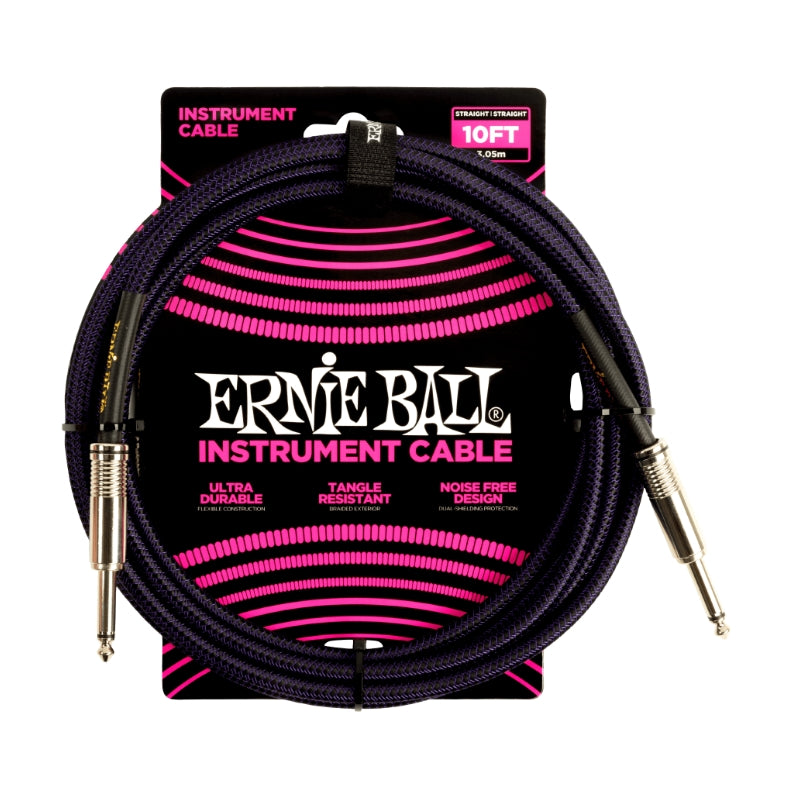 Ernie Ball 10FT Braided Cable (Purple)