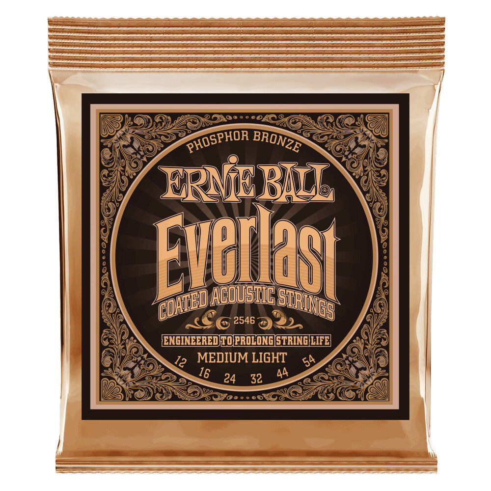 Ernie Ball 2546 Everlast Coated Acoustic Guitar Strings, Medium Light 12-52