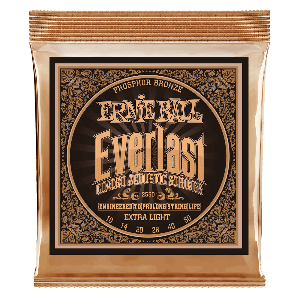 Ernie Ball 2550 Everlast Coated Acoustic Guitar Strings, Extra Light 10-50