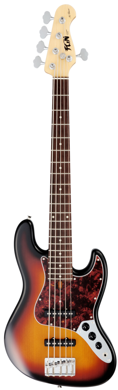 FGN NJB100RAL-3TS Jazz Bass front view — 3-Tone Sunburst
