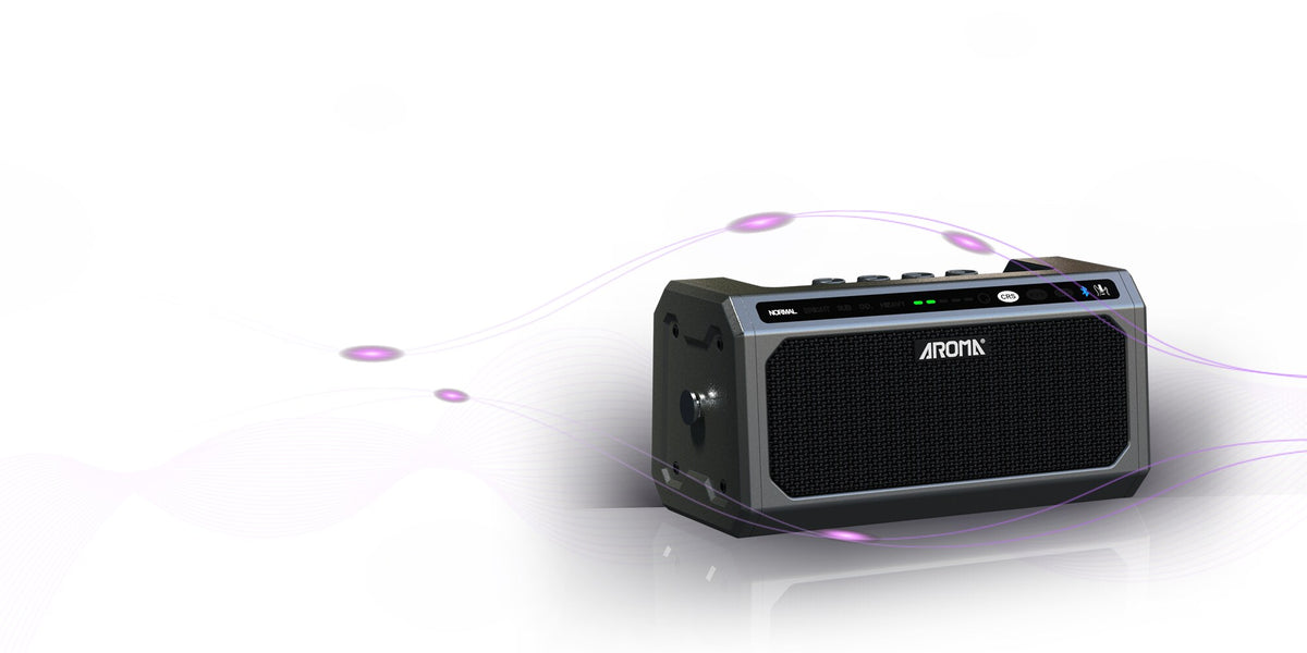 Aroma TG-08B portable bass amplifier, front view