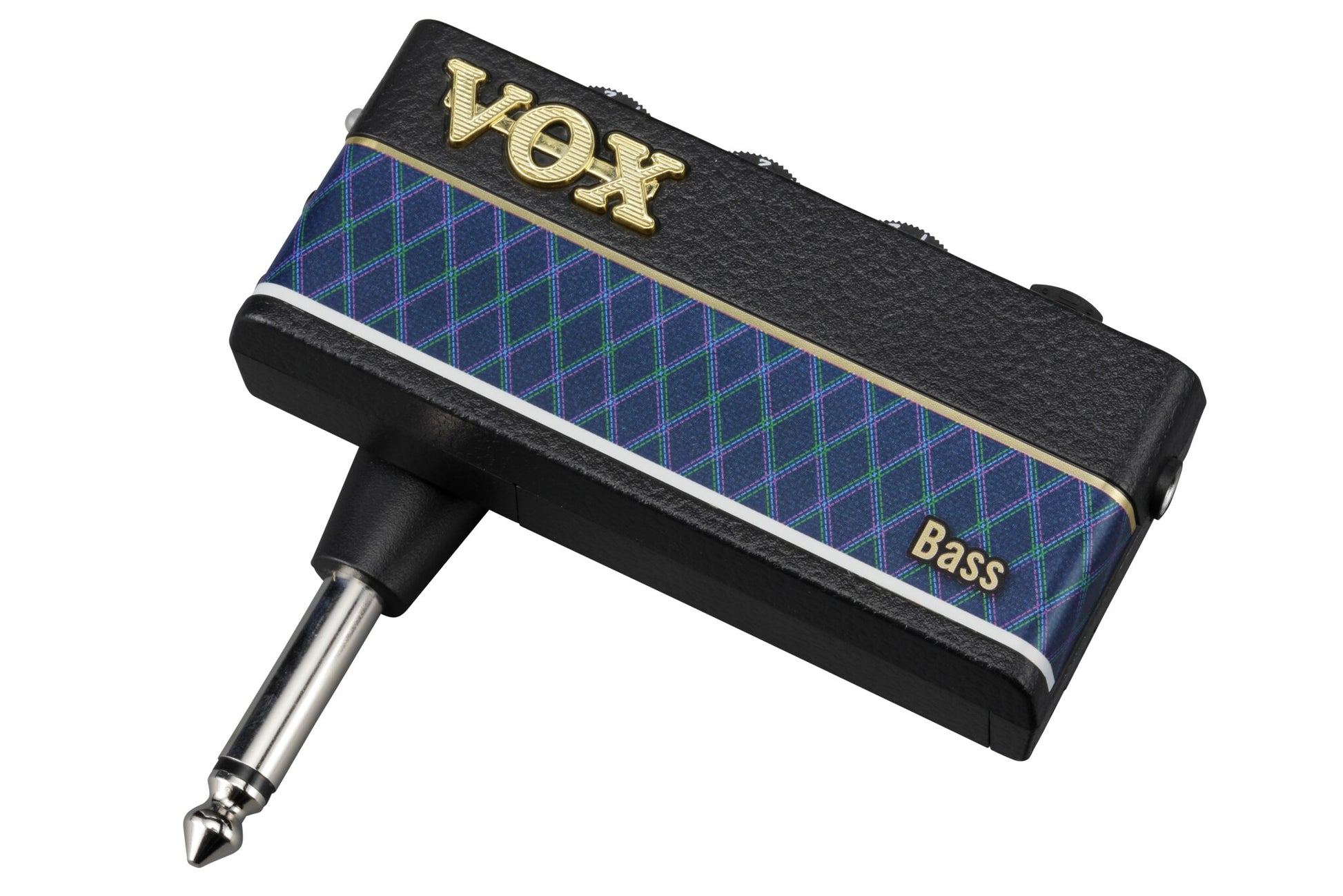 Vox amPlug 3 Bass headphone amplifier, angled view