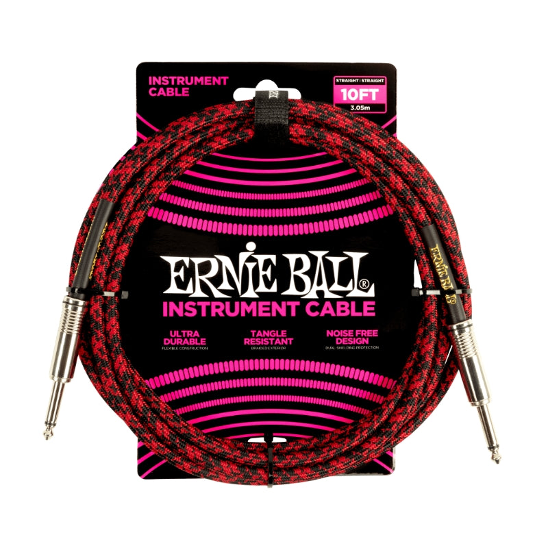 Ernie Ball 10FT Braided Cable (Red-Black)